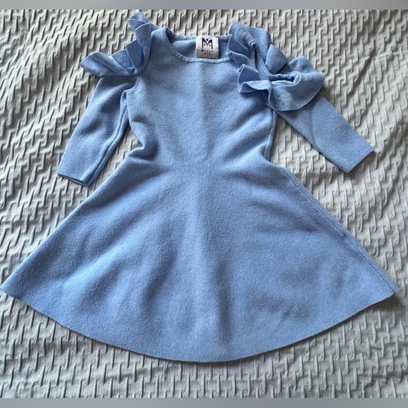 Milly Minis Blue Ruffled Fit and Flare Dress - Picture 2 of 7